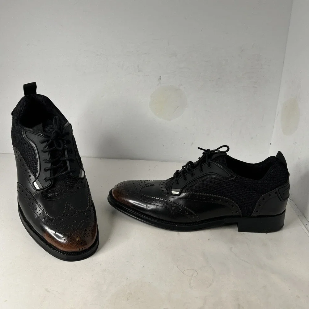 Steve Madden Portor Wing Tip Style Oxford Two Tone Black Brown Mens 10.5 EUC‎